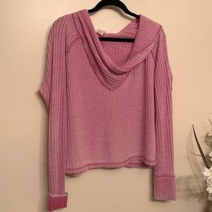Free people mock neck mauve thermal pullover top